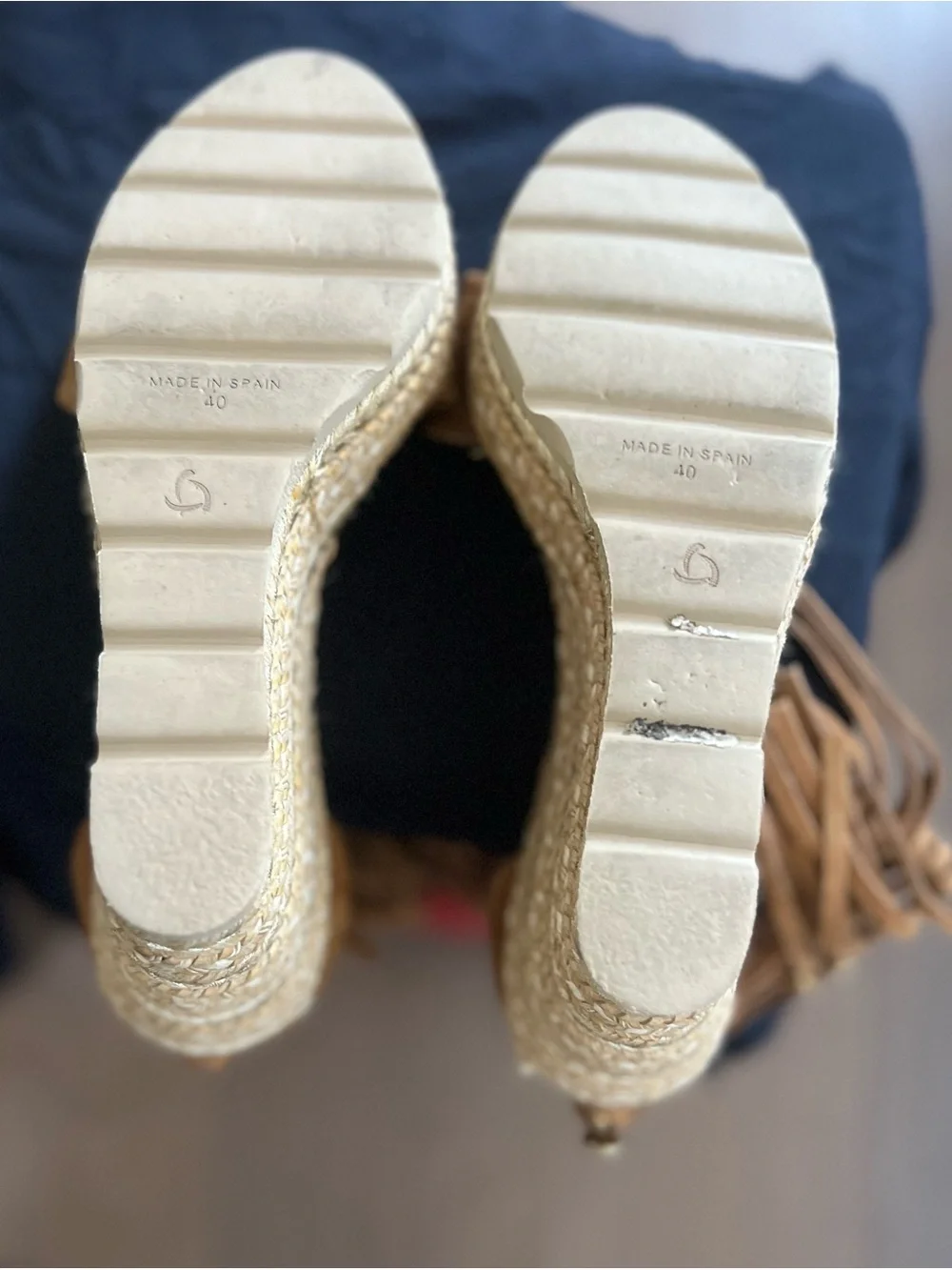 kanna Tan Suede Fringe Espadrille Wedge Sandals